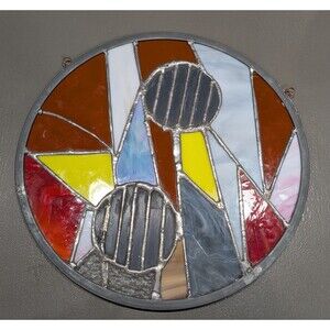 Vintage Handmade Stained Glass Sun catcher With Mirror